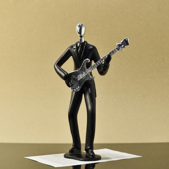 Minimalist Black Resin Figurines, Modern Abstract Musician & Golfer Statues, Luxury Home Decor for Living Room TV Stand Entryway Wine Cabinet, Unique