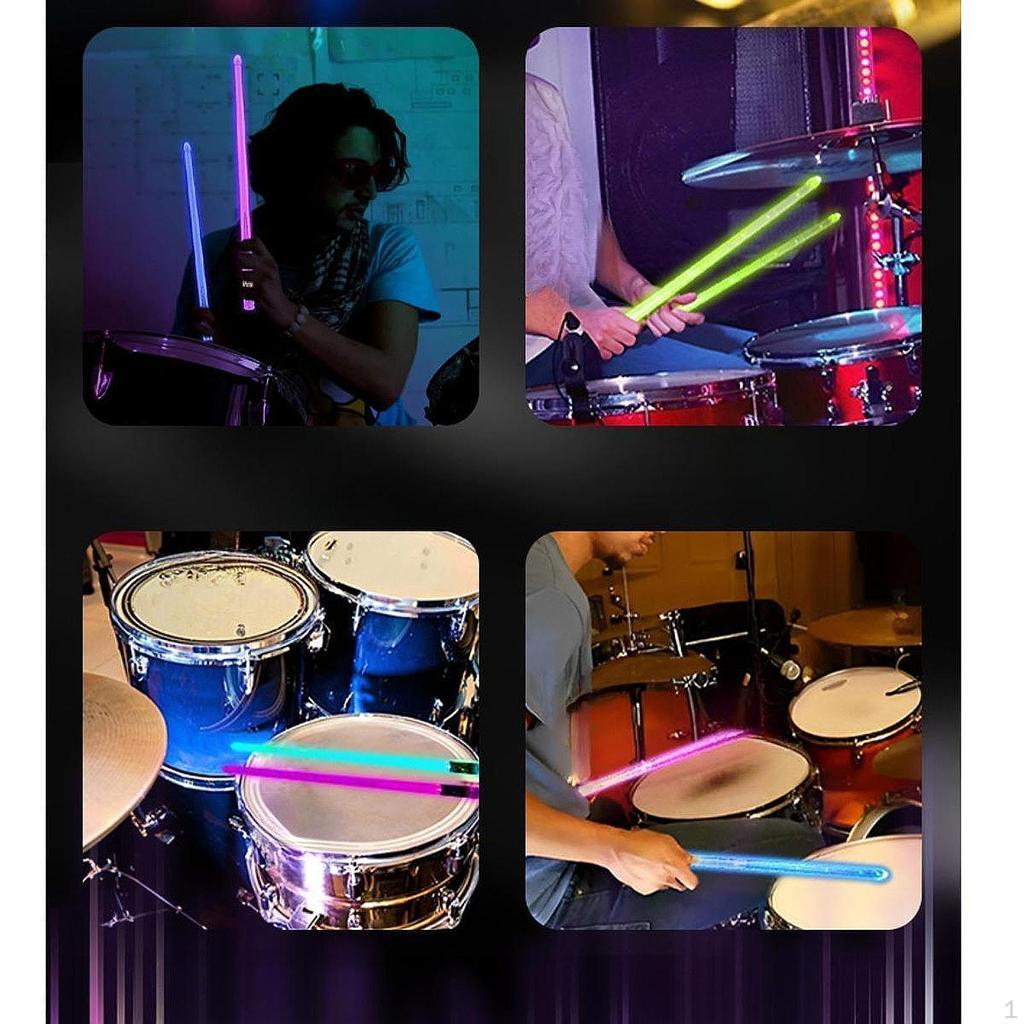 2 Pieces Lights Up Drum Sticks Glow Tip Drumsticks Lightweight Cool Percussion