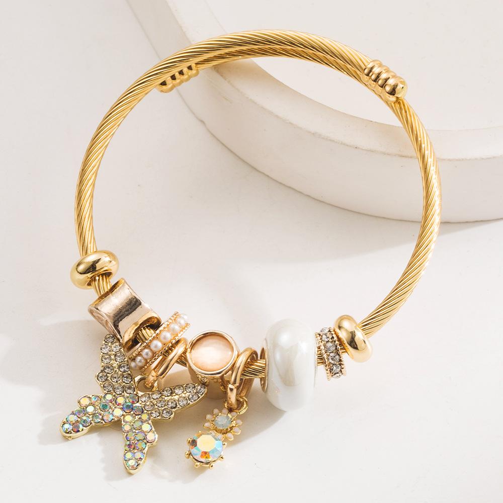 Beaded Bracelet Butterfly Inlaid with Diamonds Adjustable Versatile Fairy Bracelet Personalized Bestie Bracelet