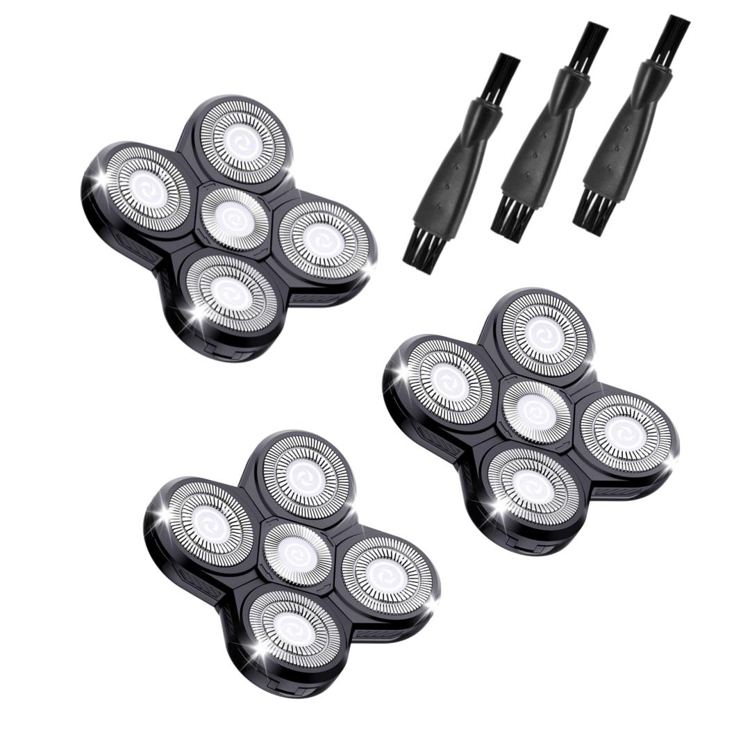 Compatible with Freebird Scalp Shaver 6-Pack Replacement Blades (includes 3 Razor Heads and 3 Cleaning Brushes)