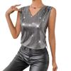 Summer new silver V-neck vest women's casual breathable sleeveless top