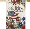 God Bless America House Ag 28 X 40 Inch Welcome 4th of July Patriotic Oral Vertical Double Sided Ag for Outdoor Annive PPZ