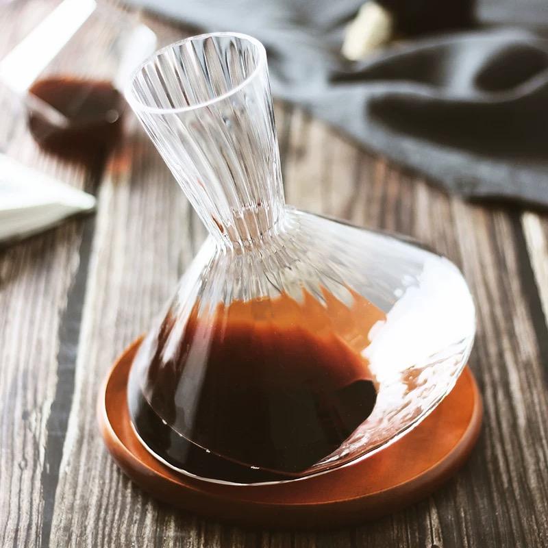 High end crystal glass decanter gift, 360 degree rotating drum,wine separator, champagne whiskey bottle, home bar