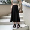 DIMANAF 2026 Summer New Plus Size Women Long Skirts Fashion Office Lady Style Pleated Skirt with Pockets Solid