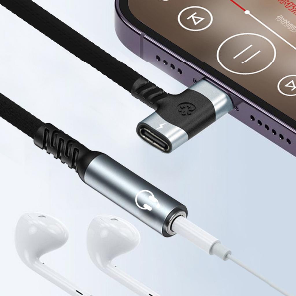 2 In 1 Type C To 3.5mm Female Sound Connectors Wear Resistant for Smartphone Music Performances Headphone Stereo Cord
