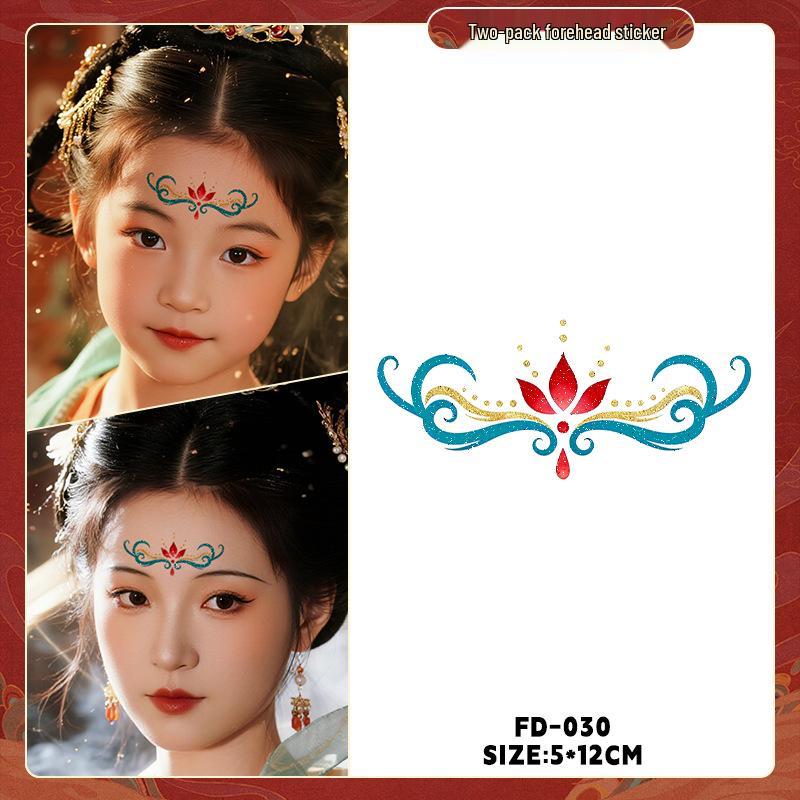 Dunhuang Glitter Face Stickers: Ancient Style Forehead & Eye Tattoos for Hanfu and Stage Performance