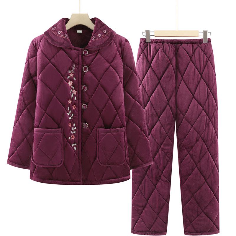 

Women s Cotton Tang Suit Pajama Set for Winter - Thickened Velvet, Warm Homewear for Middle-Aged and Elderly 3XL (140-160 jin)