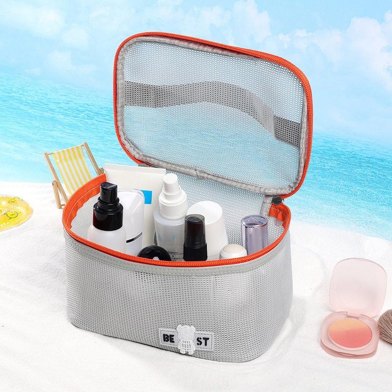 Women'S  Transparent Mesh Travel Cosmetic Bag Storage 1 Layer Toiletry Bag Large Capacity Make Up Organizer Bag