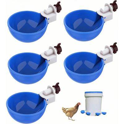 5 Packungen Blaue Hühnertränkebecher, Automatischer Tränke-Futterspender mit Auslaufschutzsystem für Hühner, Enten, Gänse, Kaninchen