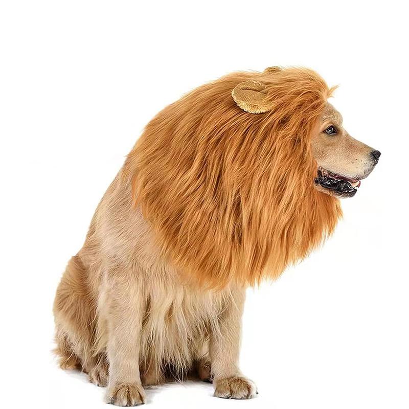 1Pc Cute Pet Dog Cosplay Clothes Lion Mane for Dog Costumes Realistic Lion Wig for Medium To Large Dogs with Ear Pet Accessories