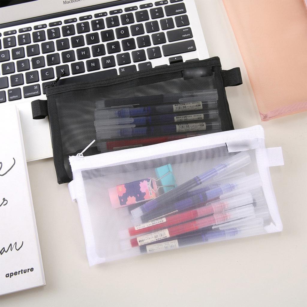 Transparent Mesh Storage Bag Cosmetic Makeup Organizer Travel Toiletry Bag 20.5*12cm 20*6cm Lipstick Storage Pouch Pencil Case
