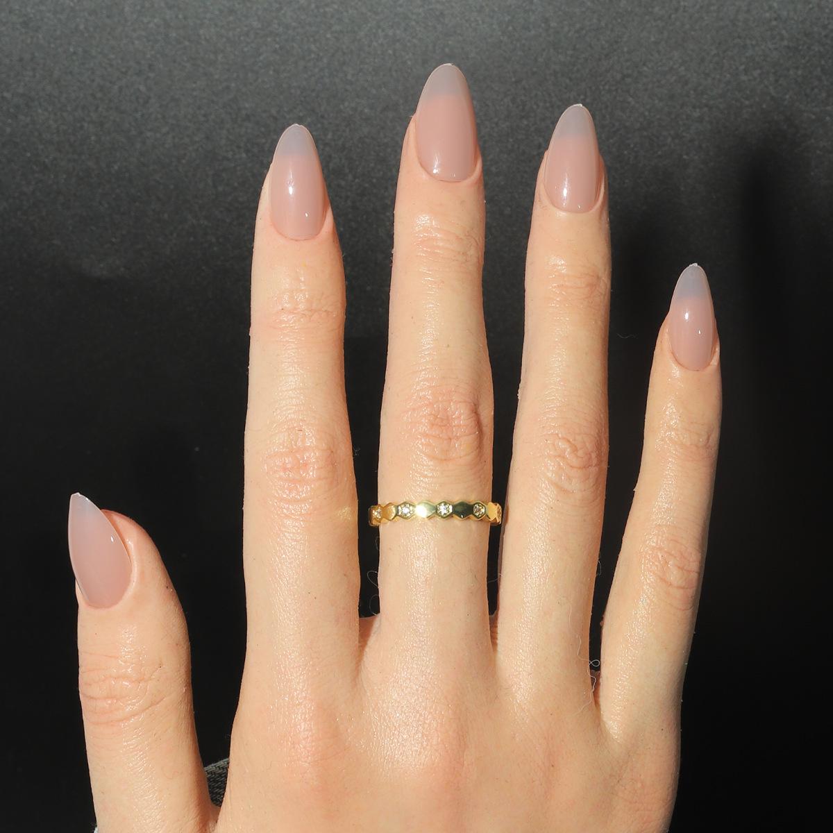 Solid Color Glossy Short Almond False Nails, Removable, 30-Piece Set Glue Type