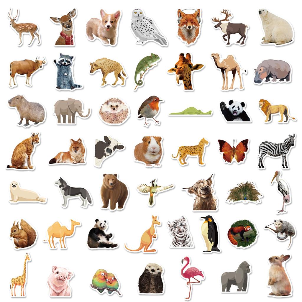 50 Zoo-Serie Aufkleber, Kleine und Mittlere Klasse Fröhlicher Vergnügungspark Kinderspiel Puzzle Spielzeug Aufkleber