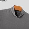 INCERUN Men Mockneck Short Sleeve Solid Color Casual Fittd T-shirts Tops