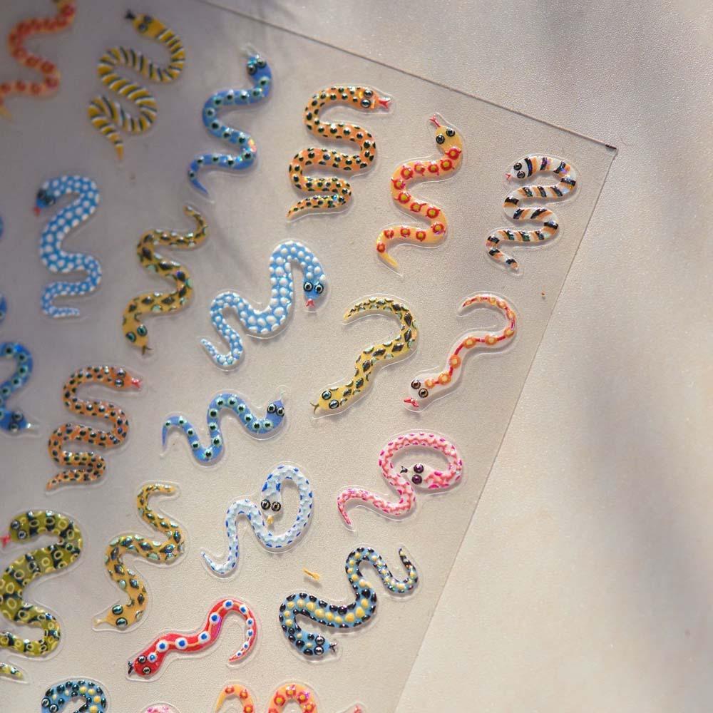 Peony Flower Chinese New Year Nail Sticker Nail Accessories Snake Nail Decoration Party