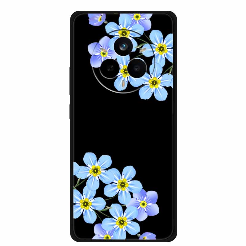 For Realme 14 Pro Case Luxury Phone Cover For Realme 14 Pro+ Cute Floral Black Silicone Soft Case TPU Funda Realme 14 Pro Plus