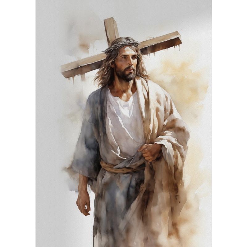 Jesus and The Cross Jesus Poster Christian Lamb of God Art Canvas Painting Christian Wall Art Picture  Living Room Home  Decor