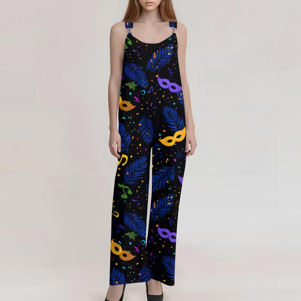 Women's  Overalls  Print Vintage Jumpsuit (Non-Adjustable Straps)