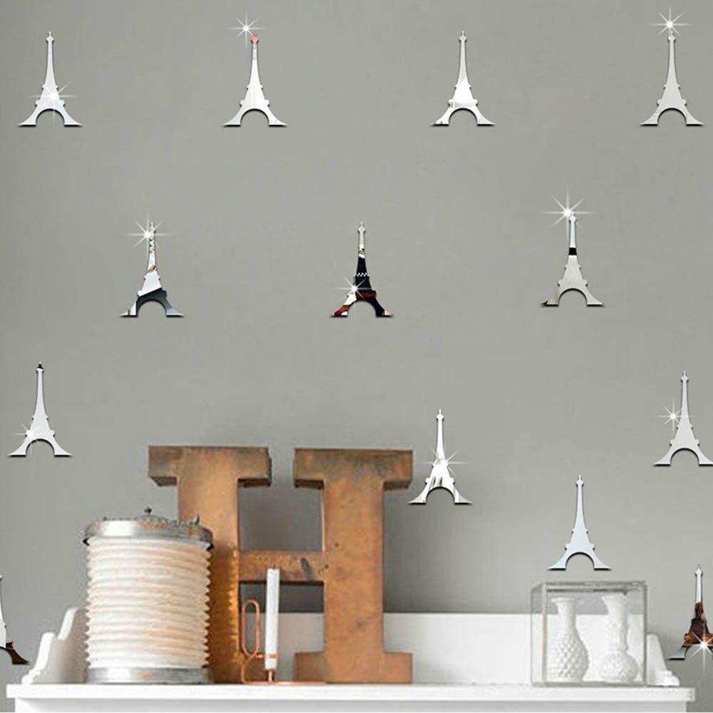 12 Pezzi Adesivi Murali Adesivi Torre Eiffel Decalcomanie Rimovibili Decorazione Acrilica Moderna Cartone Animato Bambini Articoli per la Casa