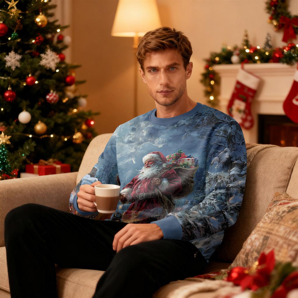 Herren Rundhals Fleecegefüttert Dick Einfarbig Sweatshirt