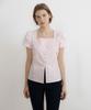 LUCIR ZU Square Neck Balloon Sleeve Lace Blouse (Pink)