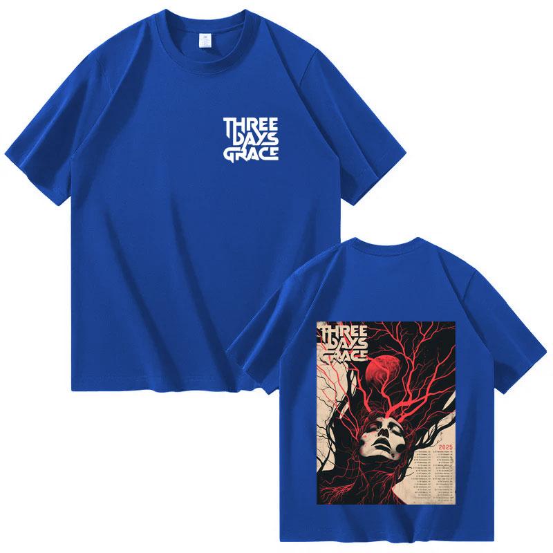 Singer's Three Days of Grace Harajuku Men's and Women's Fashion Round-neck Summer Pure Cotton Printed T-shirt