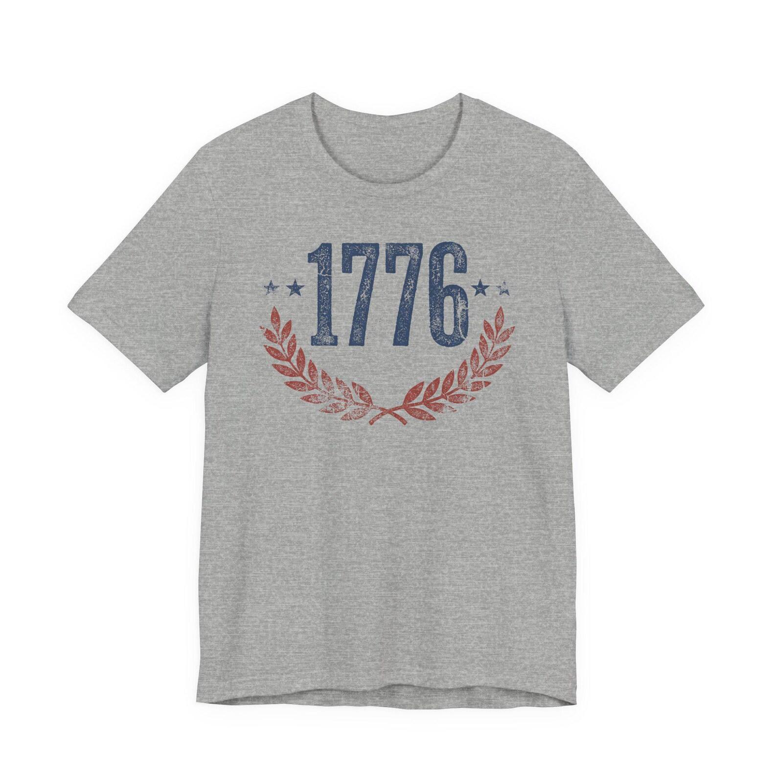 1776 Laurel Wreath T-Shirt | Patriotic Independence Day Tee S