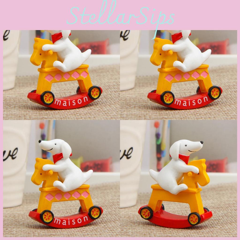 Puppy A Riding A Wooden Horse Resin Ornaments For Daily Garden Decor Gift And