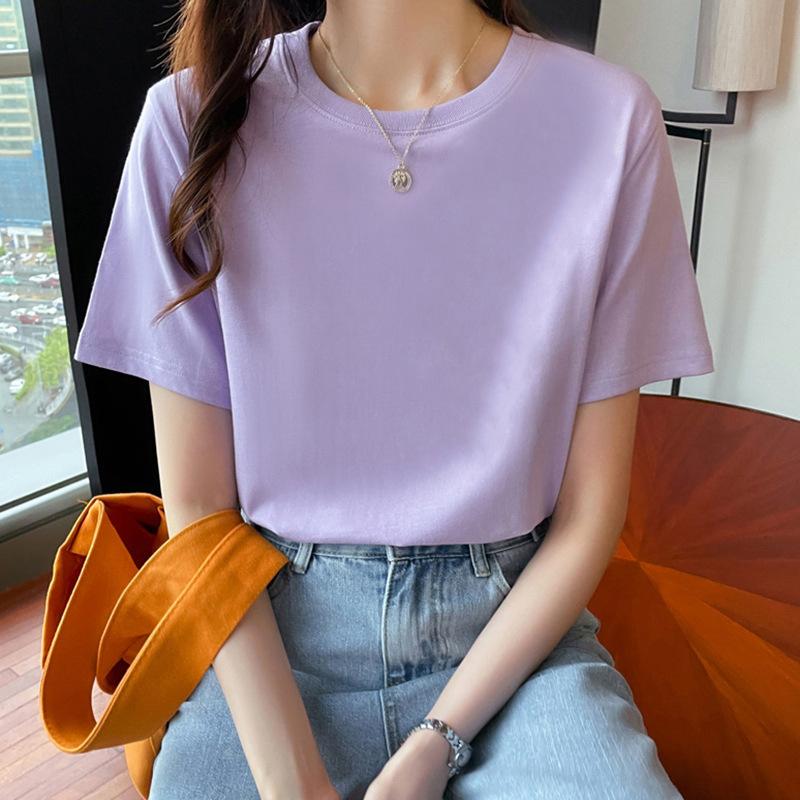 VEZFAA Damenmode Casual Sommer Frühling Kurzarm O-Ausschnitt Blusen & Hemden