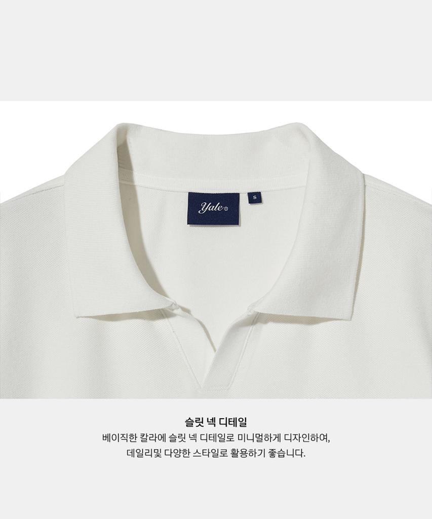 YALE Women'S Embroidery Dan Quick Dry Pique Slit Neck Shirt Navy