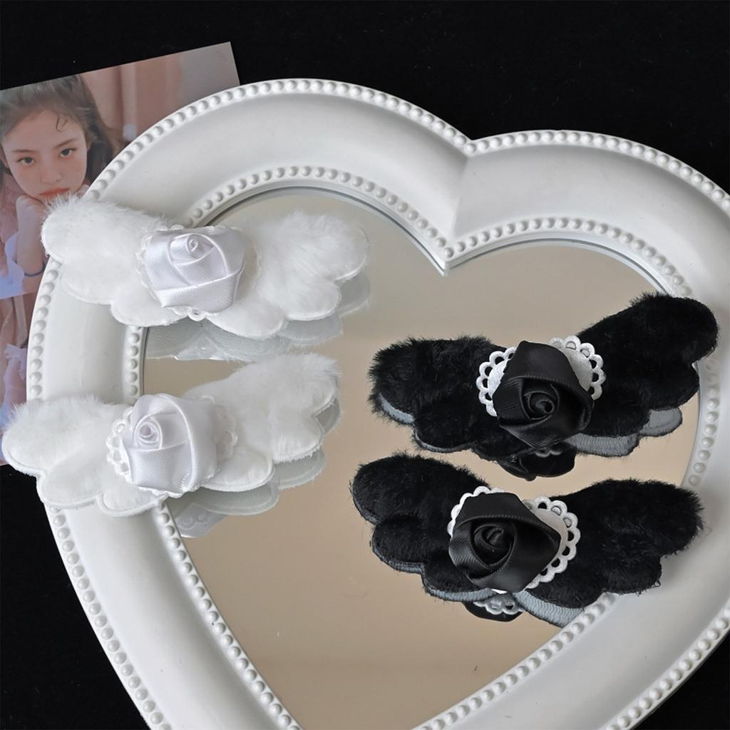 Plush Heart Angel Wings Hair Clip Festival Hair Accessory Romantic Rose Hairpin Hair Decoration for Fashionable Women