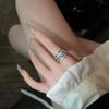 Zircon Multi-Layer Ring For Women Party All-Match  Jewelry Vintage Opening Adjustable Finger Ring Shiny Combination Ring