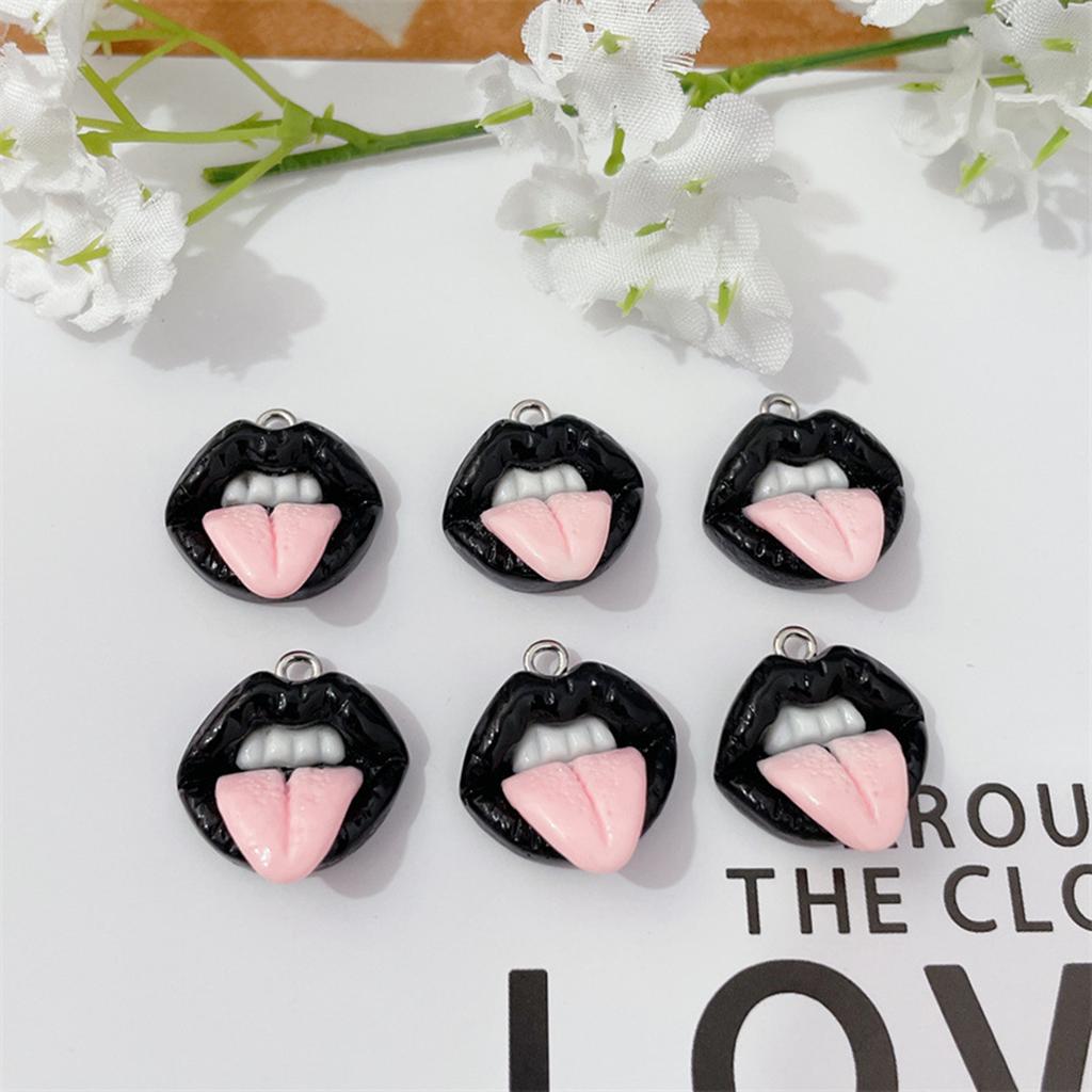 10pcs Funny Sexy Red Lip Resin Charm Hip Hop Earring Pendant Accessories DIY Keychain Jewelry Making Crafts
