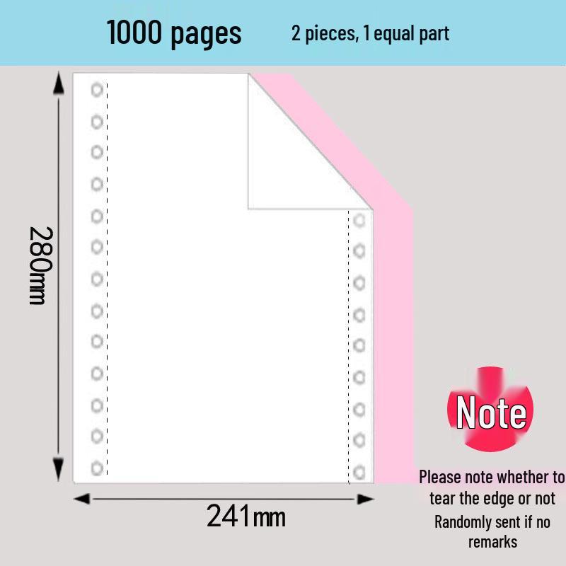 1000 Pages Multi-Part Continuous Computer Form Paper (241-pin, 2-6 Parts)