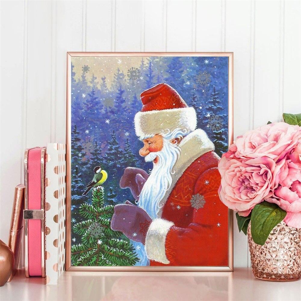 5D Diamond Painting Christmas Santa Claus Diamond Embroidery Cross Stitch Bird Mosaic Winter Handicraft Home Decoration