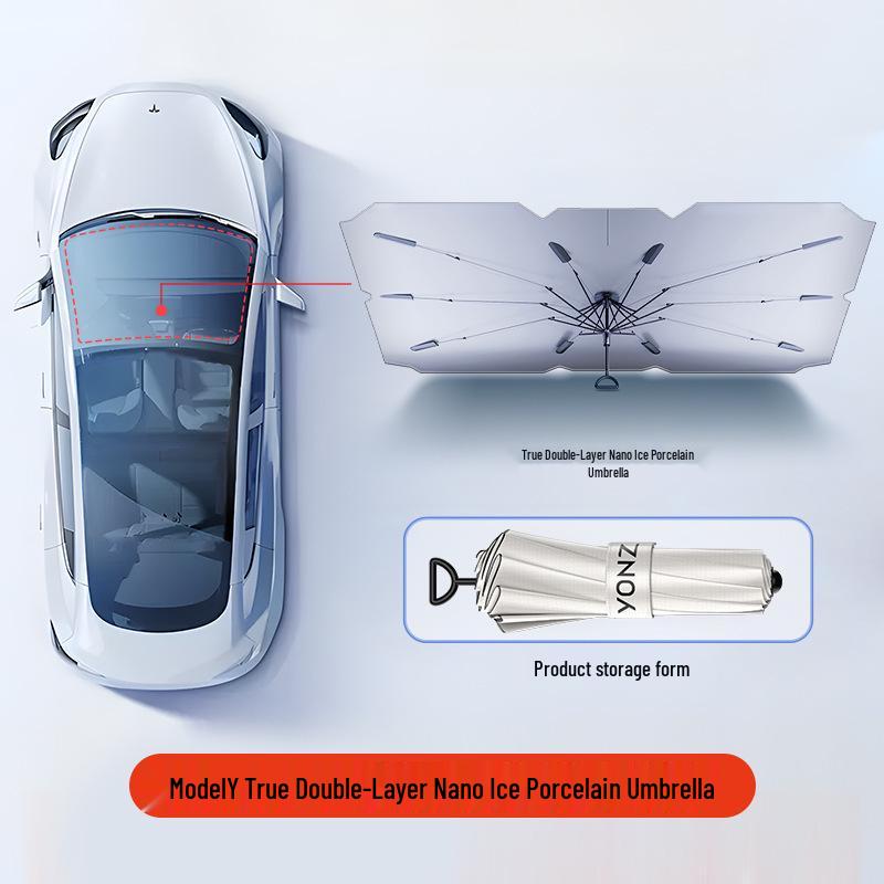 Tesla Model 3/Y Windshield Sunshade: Heat Insulating Sun Visor for Refreshed Model