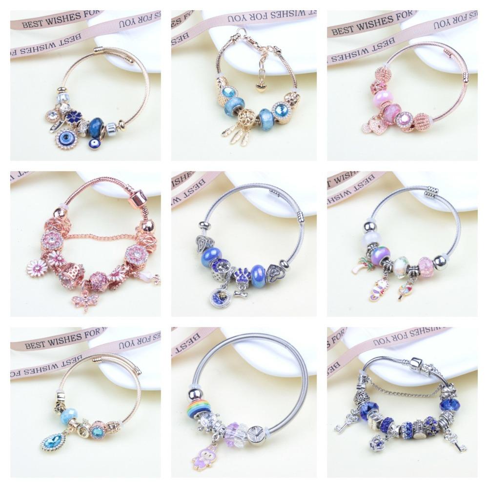 Beaded Bracelet Bangle Multi Element Stainless Steel Copper Alloy Open Spring Snake Bone Chain