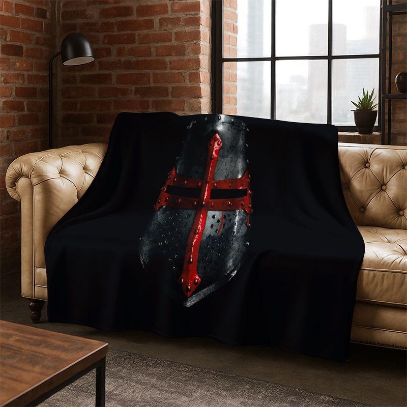 Cartoon Knight Templar Cavalier Crusaders Flannel Blanket Soft Warm Throw Blanket for Bedroom Living Room Bed Travel Picnic Kid