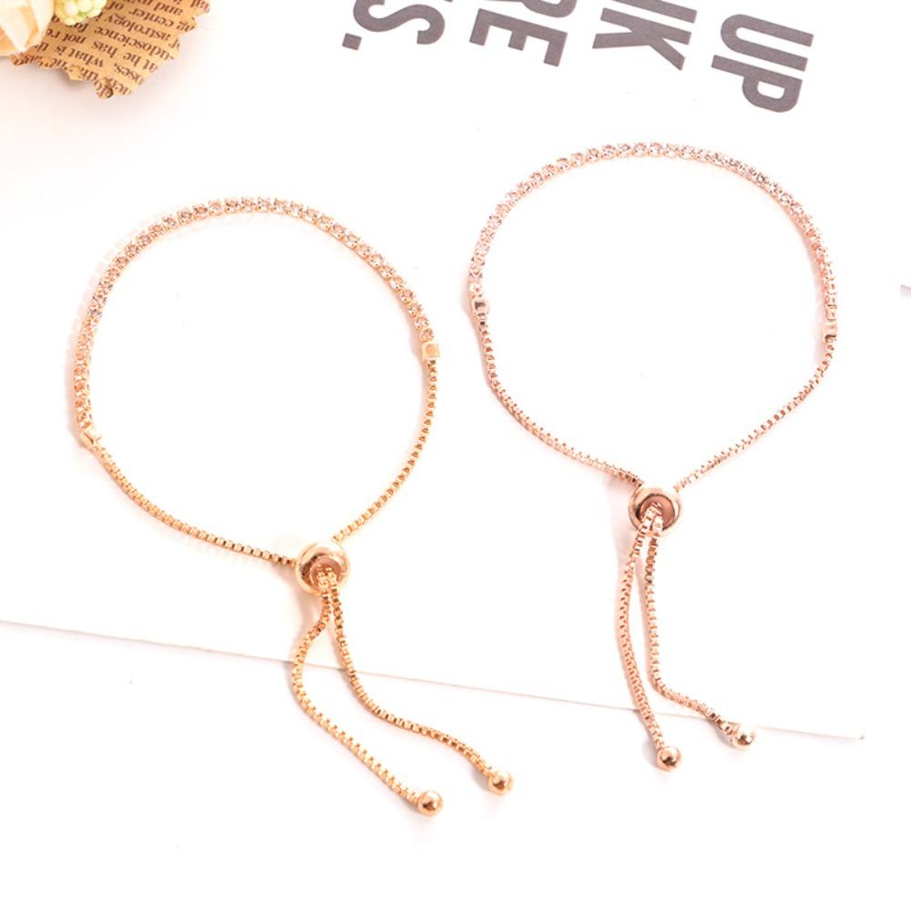 Elegant Push Pull Bracelet with Crystal Rhinestones Fashion Minimalist Luxury Jewelry for Women