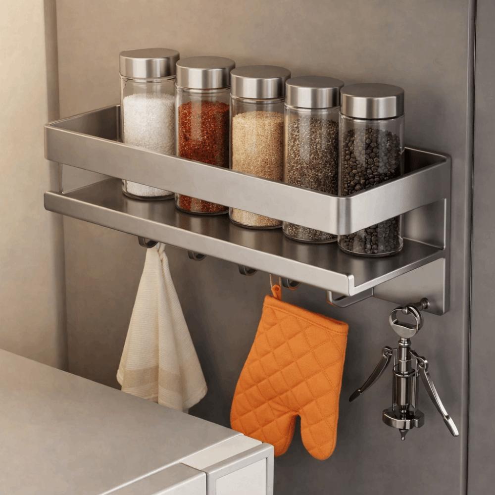 Punch Free Refrigerator Side Storage Rack Carbon Steel Spice Rack  Living Room