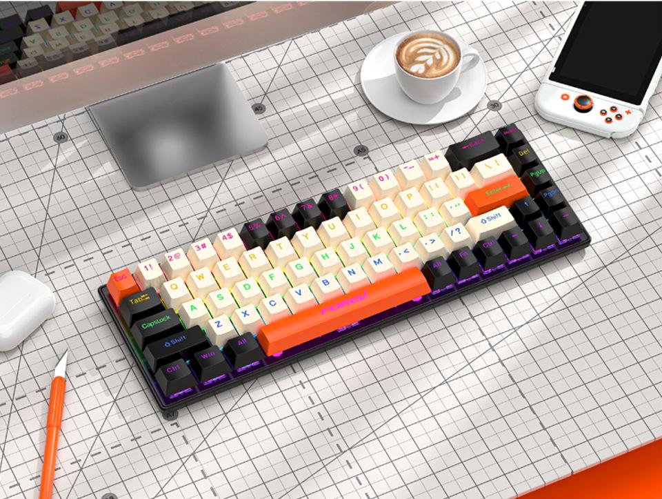 68-key RGB Tri-mode Russian Gasket Wired Mechanical Gaming Keyboard