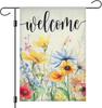 Welcome Summer Oral Garden Ag for Outside, 12x18 Inch Double-Sided Watercolor Oral Yard Decoration for Home, Porch &am EEL