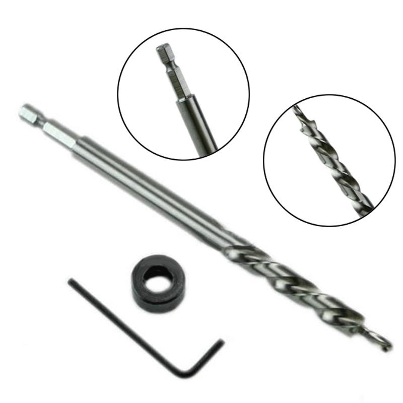 Drills Jig Guide 3/8" Drill Bit HSS Limit Ring Extracting Rotary Tools Kit Woodworking 1/4" Attachment Hex Spiral