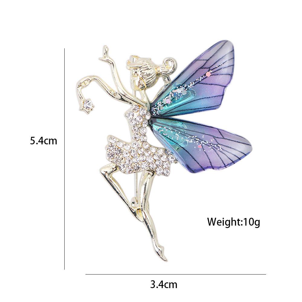 Female Jewelry Coat corsage Angel wings Brooch Women Crystal Brooches Dancing Girl Lapel Pins