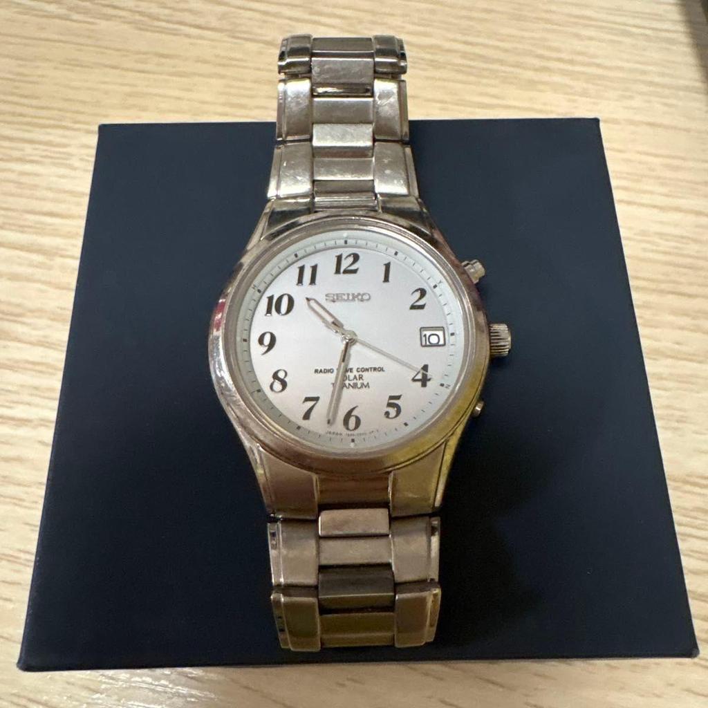 Used SEIKO SPIRIT titanium solar radio watch 7B22-0AD0