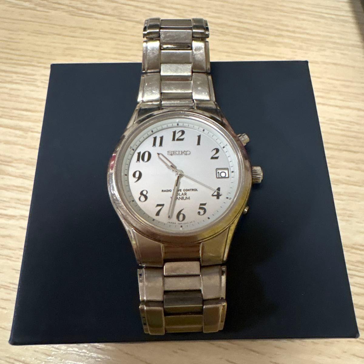 Used SEIKO SPIRIT titanium solar radio watch 7B22-0AD0