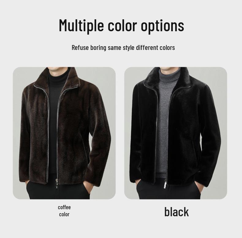 Men's Golden Mink Velvet Winter Coat 2025: Middle-Aged Fashion, Casual Warm Fleece Jacket, Loose Fit Outerwear