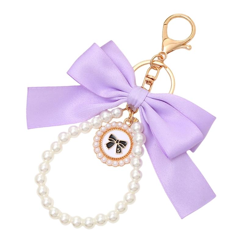 Cute Pearls Butterfly Bows Hanging Ornament For Bags Stylish Black Accessory Bag Charm Pendant Enhancing Your Look
