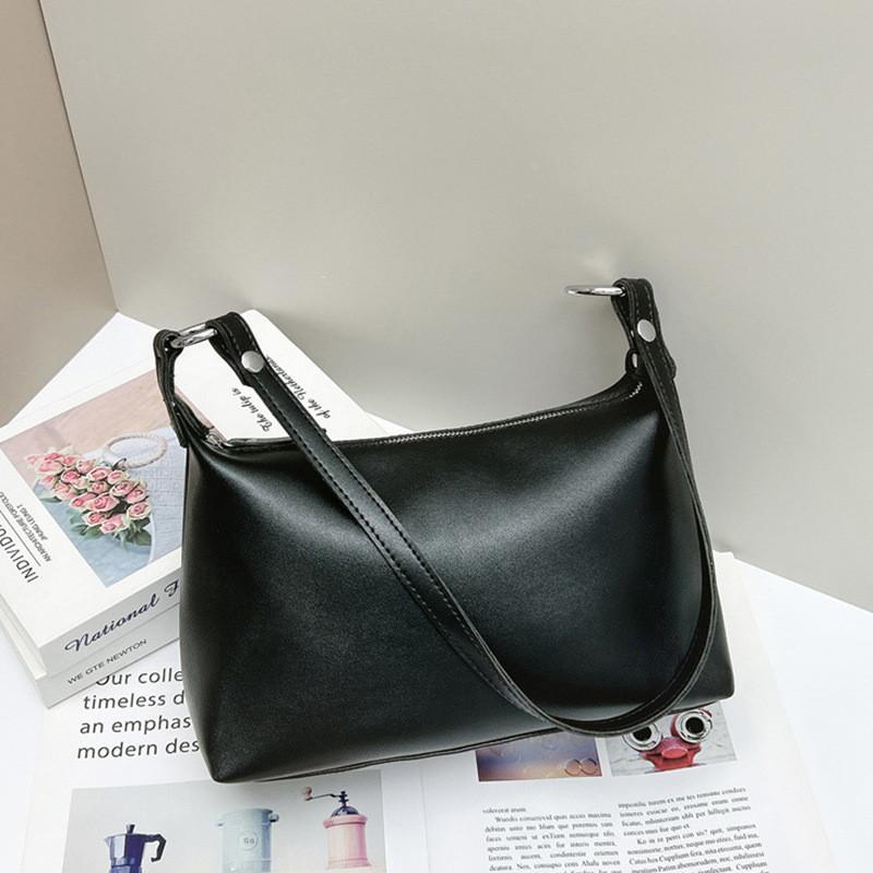 Ielgy Ladies Shoulder Bag Simple Soft Leather Underarm Bag Portable Tote Bag