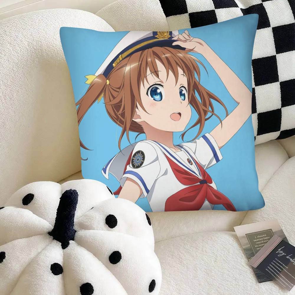 High School Anime High School Fleet Pillow Case Fashion Square Pillowcase Bedroom Sofa Room Ins Decoration Leisure